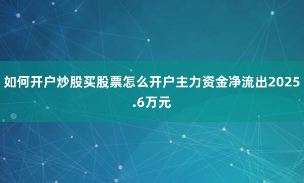 如何开户炒股买股票怎么开户主力资金净流出2025.6万元